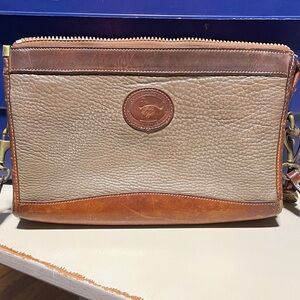 VINTAGE Dooney & Bourke Tan and Brown Leather Messenger Crossbody